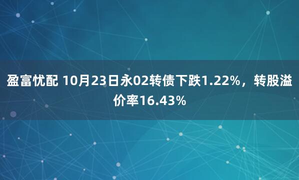 盈富忧配 10月23日永02转债下跌1.22%，转股溢价率16.43%